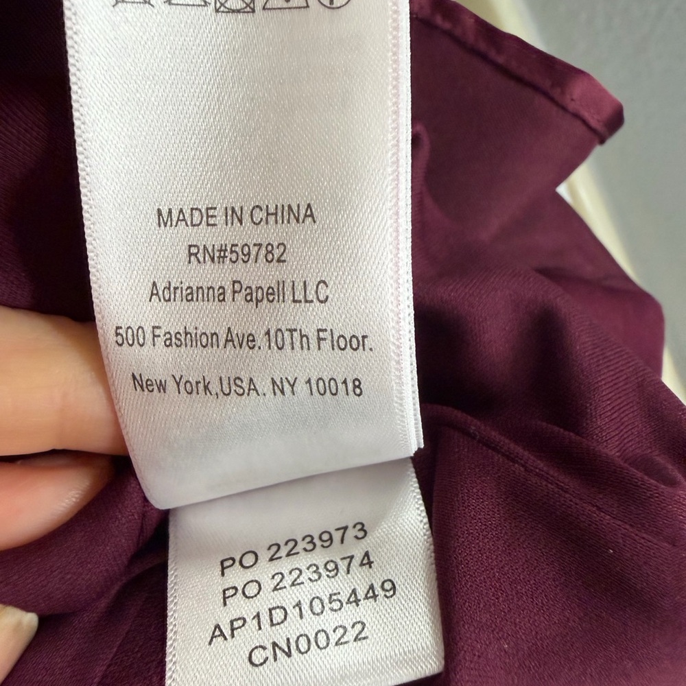 Adrianna Papell Burgundy Ruffle Cabernet Dress Size 8 - Picture 14 of 14